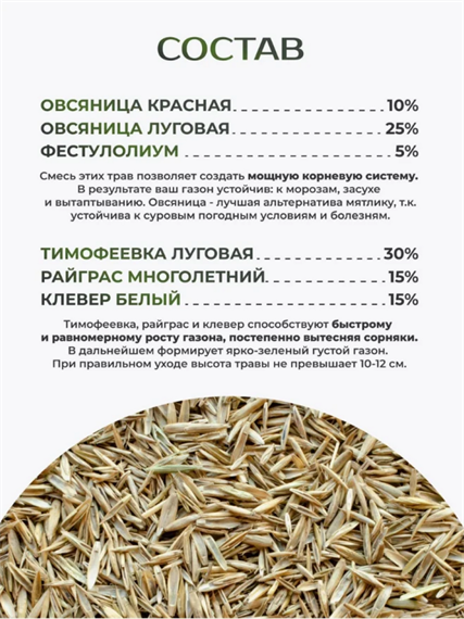 Газонная трава низкорослая семена 1 кг, w3040202590 w3040202590 - фото 58278