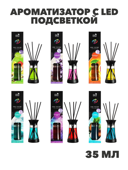 NEW GALAXY Ароматизатор с LED подсветкой, 35 мл, океан,лаванда,мистический сад, летний бриз,цитрус,райское наслождение, n3569778098 n3569778098