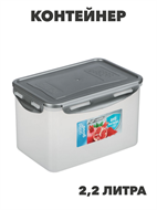 {{photo.Alt || photo.Description || 'Контейнер герметичный для СВЧ с защелками, 2,2л, 205х135х130мм, пластик, n3697-gl-861-334'}}