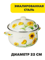 VETTA Подсолнухи Кастрюля эмалированная, 22см, 3,6л, индукция, n3643-gl-894-522 n3643-gl-894-522